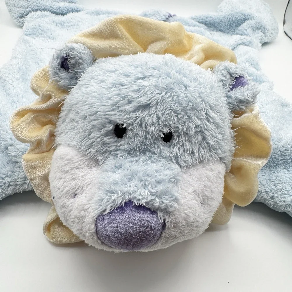 Cuddles Lion Rug Baby Gund 58127 Jungle Blue Plush Security Blanket Lying Down